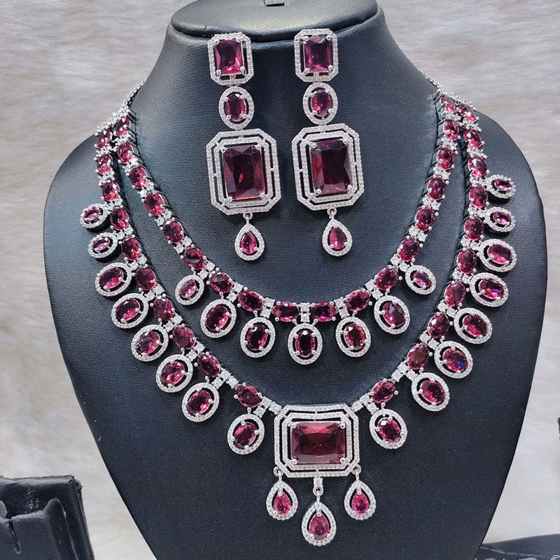 Aamrapali Silver Plated American Diamond Necklace Set