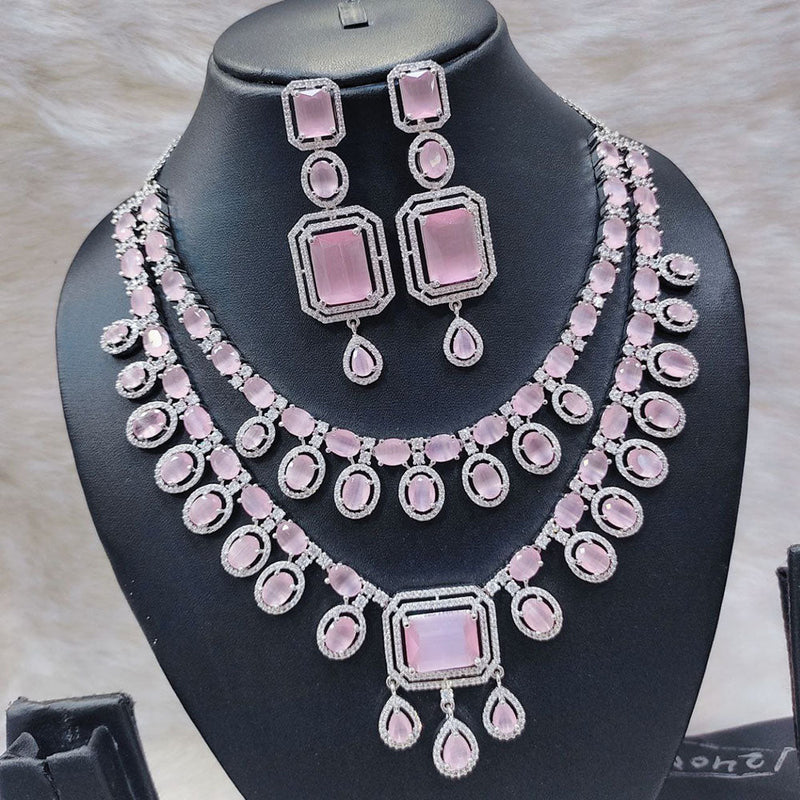 Aamrapali Silver Plated American Diamond Necklace Set