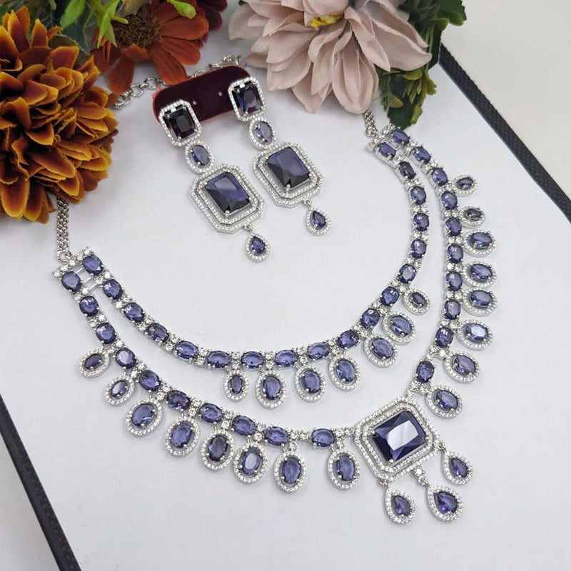 Aamrapali Silver Plated American Diamond Necklace Set