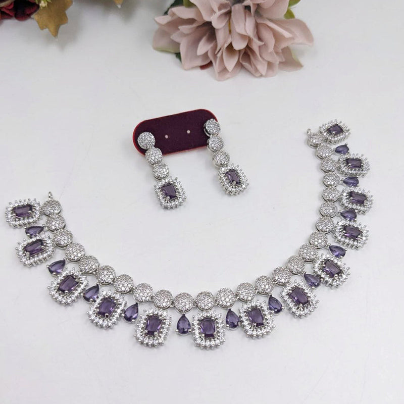 Aamrapali Silver Plated American Diamond Necklace Set