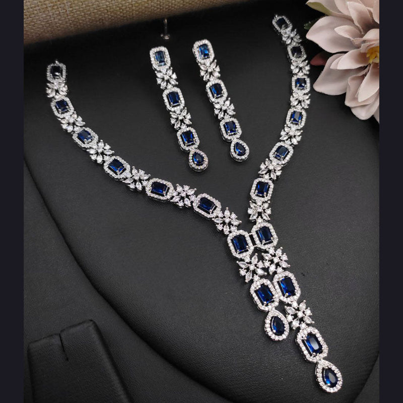 Aamrapali Silver Plated American Diamond Necklace Set