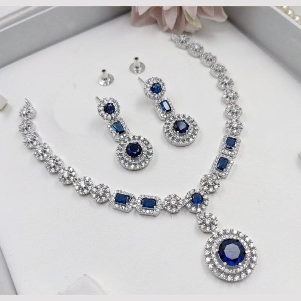 Aamrapali Silver Plated American Diamond Necklace Set