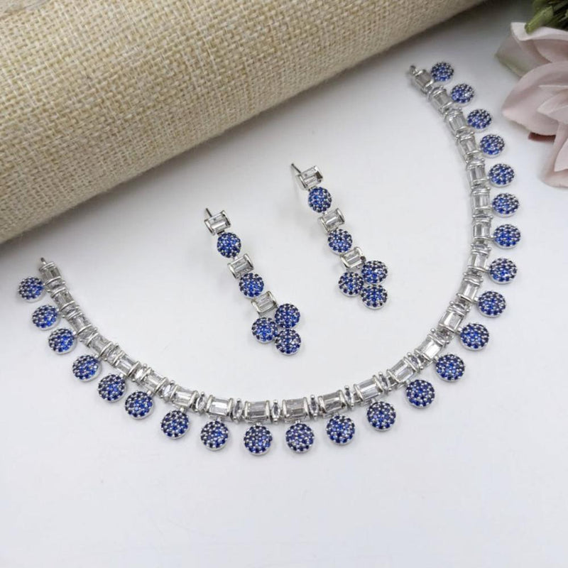 Aamrapali Silver Plated Austrian Stone Necklace Set