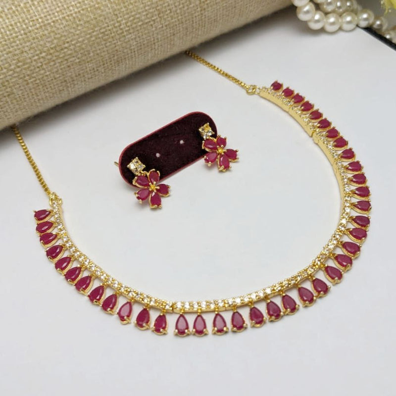 Aamrapali Gold Plated Crystal Stone Necklace Set