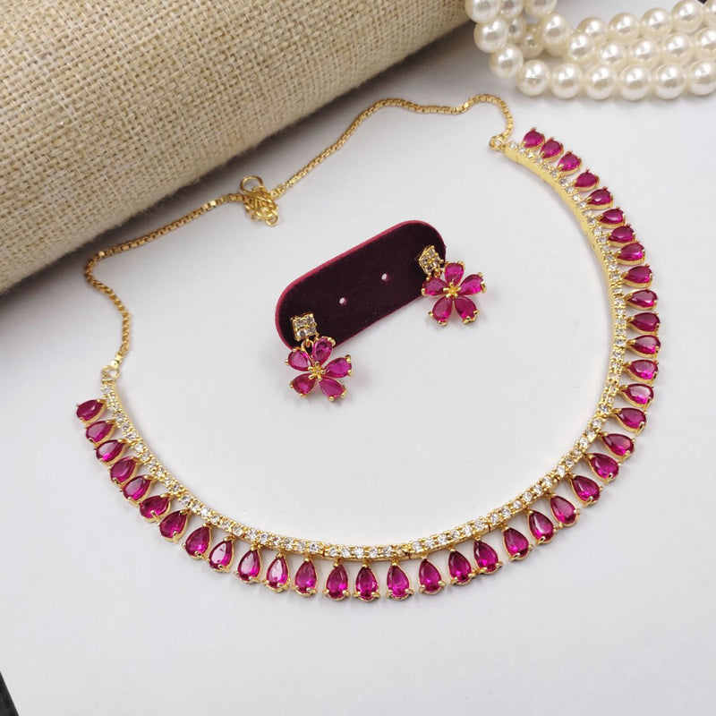 Aamrapali Gold Plated Crystal Stone Necklace Set