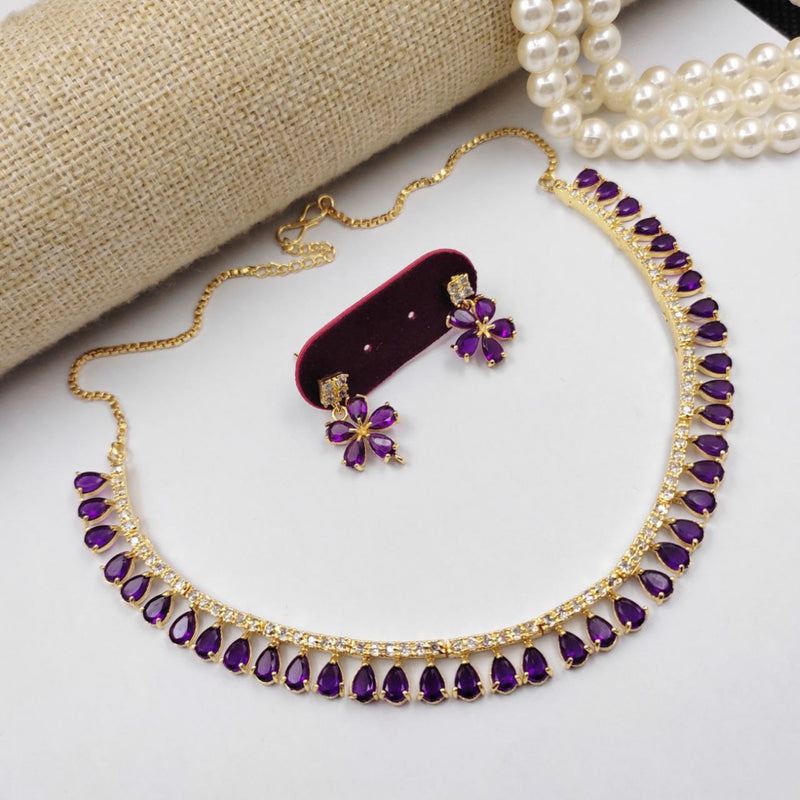 Aamrapali Gold Plated Crystal Stone Necklace Set