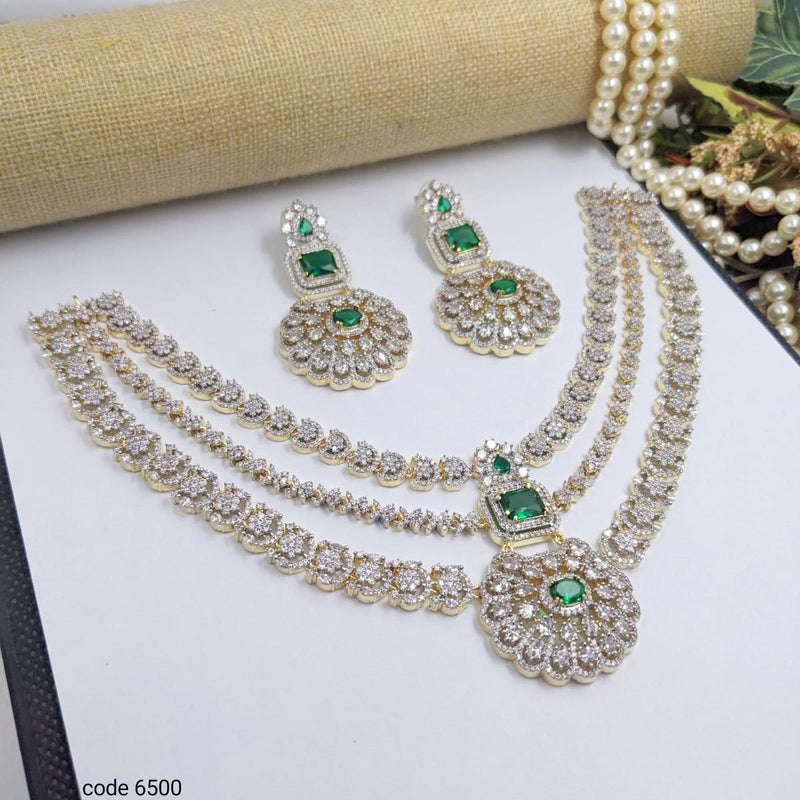 Aamrapali Gold Plated American Diamond Necklace Set