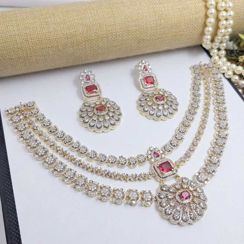 Aamrapali Gold Plated American Diamond Necklace Set