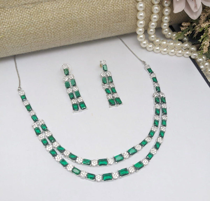 Aamrapali Silver Plated Crystal Stone Necklace Set