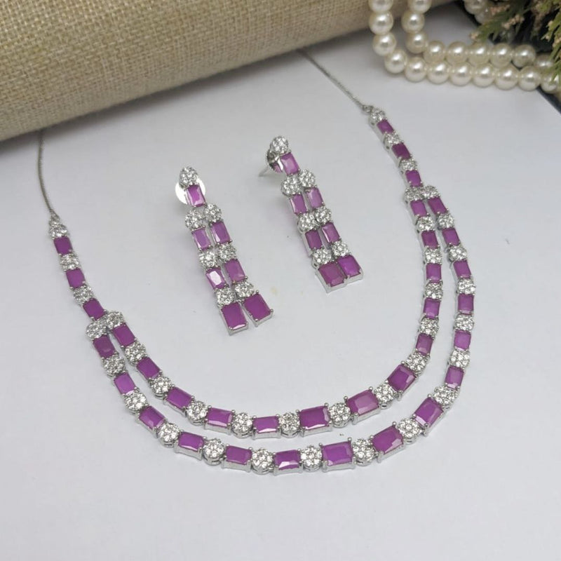 Aamrapali Silver Plated Crystal Stone Necklace Set