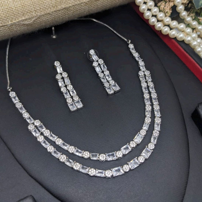 Aamrapali Silver Plated Crystal Stone Necklace Set