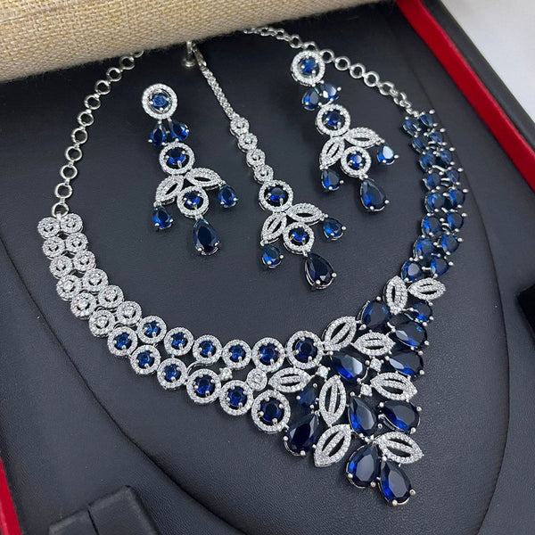 Aamrapali Silver Plated American Diamond Necklace Set