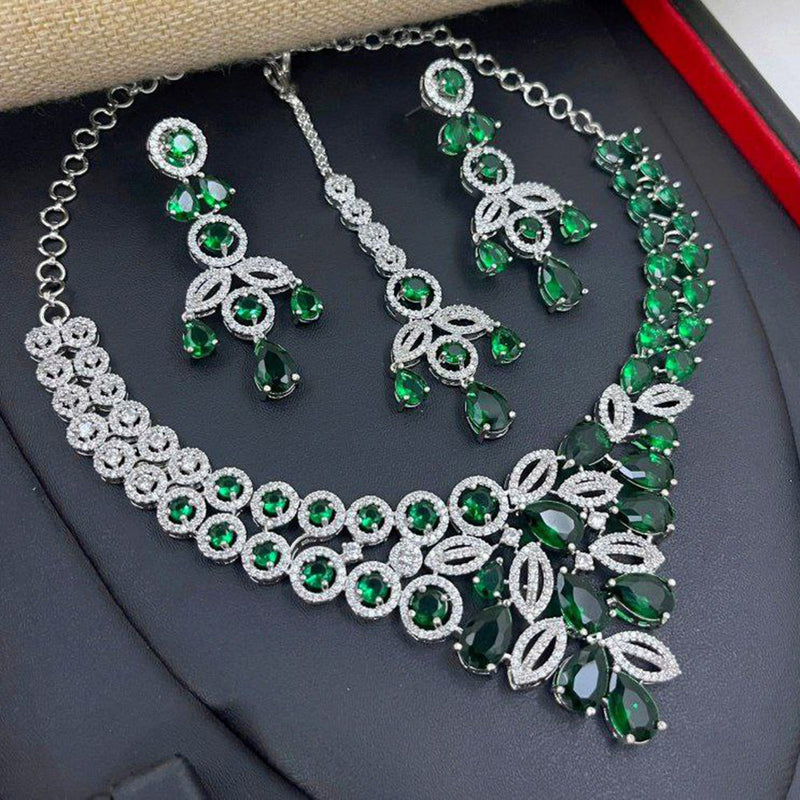 Aamrapali Silver Plated American Diamond Necklace Set