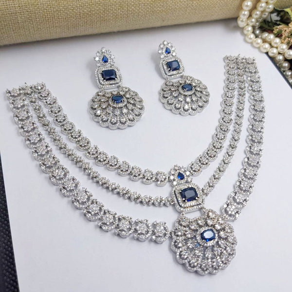 Aamrapali Silver Plated American Diamond Necklace Set