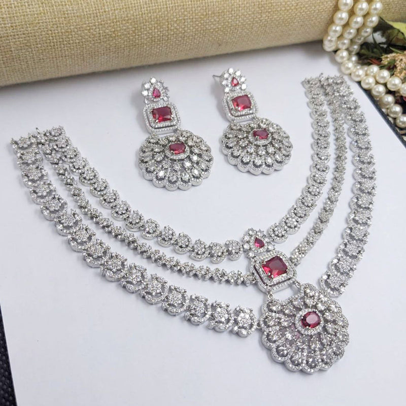 Aamrapali Silver Plated American Diamond Necklace Set