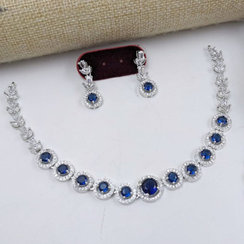 Aamrapali Silver Plated American Diamond Necklace Set