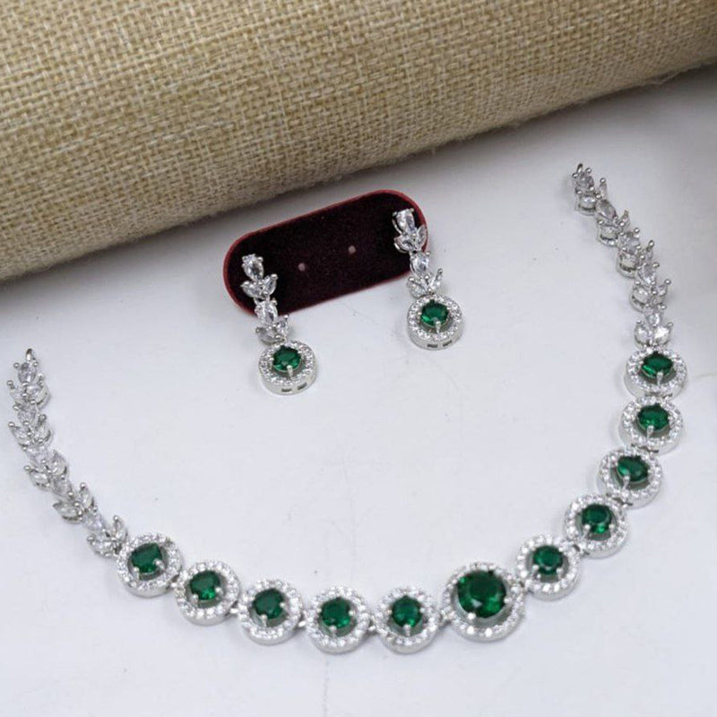 Aamrapali Silver Plated American Diamond Necklace Set