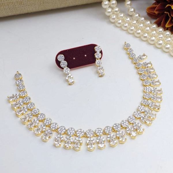 Aamrapali Gold Plated American Diamond Necklace Set