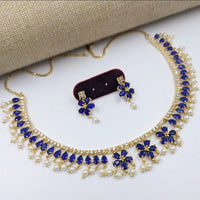 Aamrapali Gold Plated Crystal Stone And Pearls Necklace Set