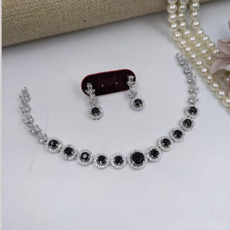 Aamrapali Silver Plated American Diamond Necklace Set