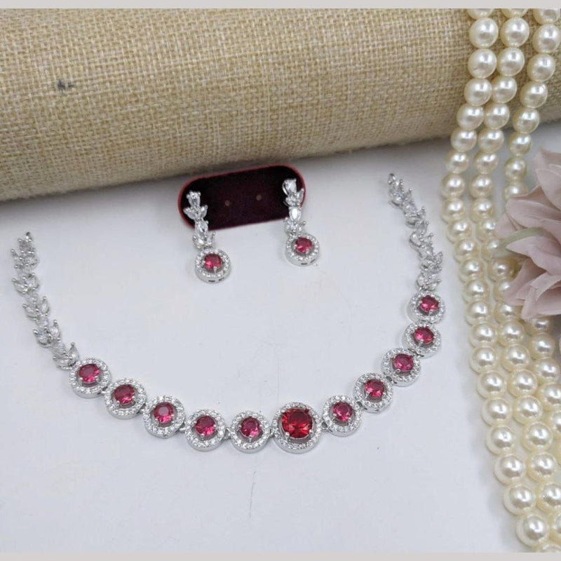 Aamrapali Silver Plated American Diamond Necklace Set