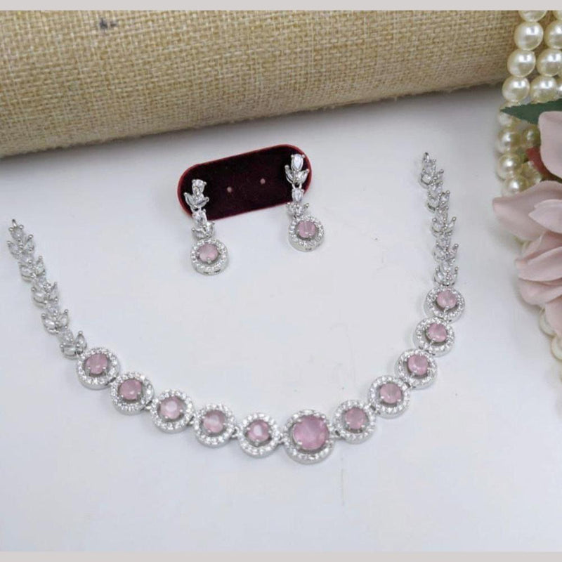 Aamrapali Silver Plated American Diamond Necklace Set