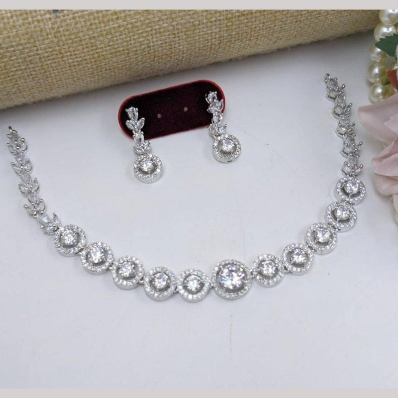 Aamrapali Silver Plated American Diamond Necklace Set