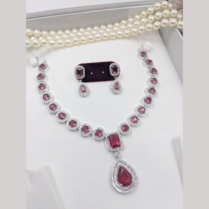 Aamrapali Silver Plated American Diamond Necklace Set