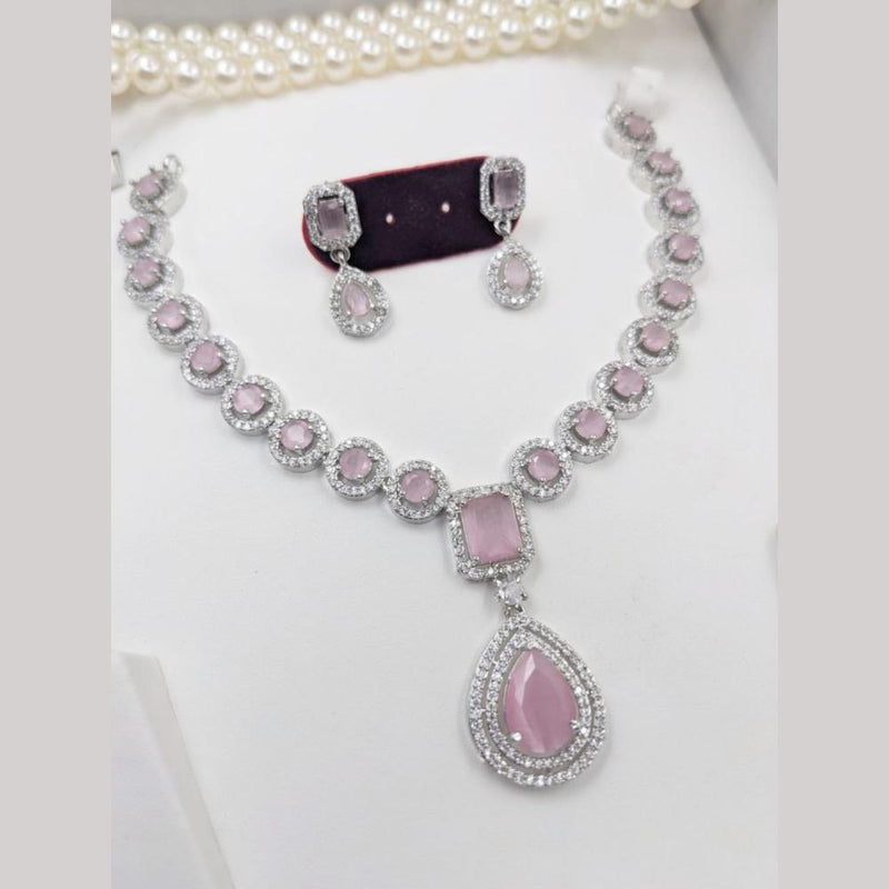 Aamrapali Silver Plated American Diamond Necklace Set