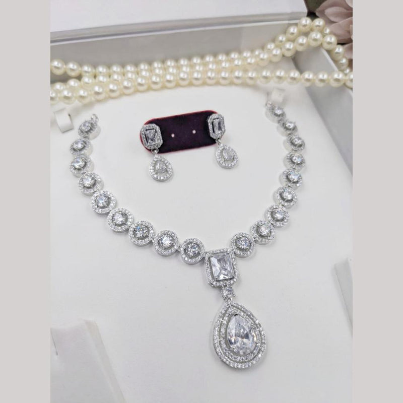 Aamrapali Silver Plated American Diamond Necklace Set