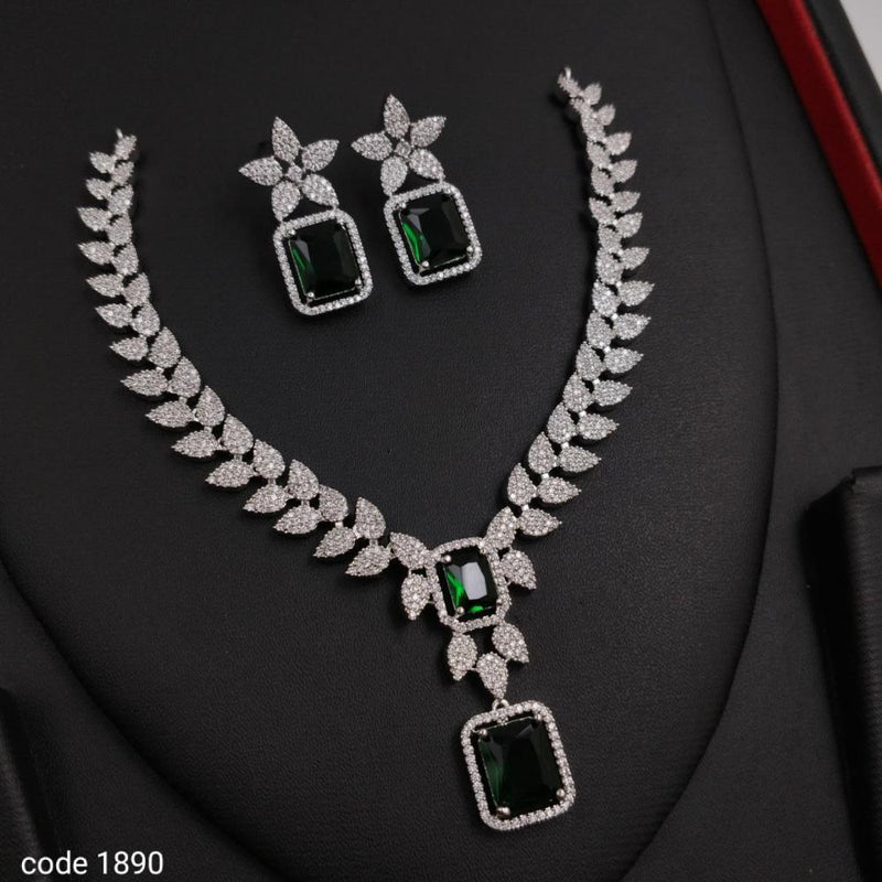 Aamrapali Silver Plated American Diamond Necklace Set