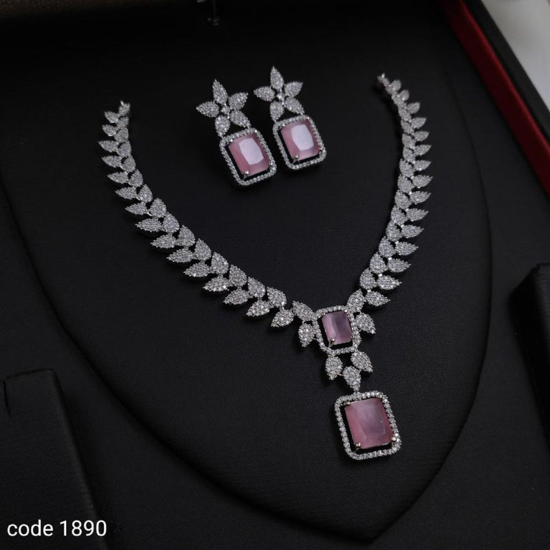 Aamrapali Silver Plated American Diamond Necklace Set