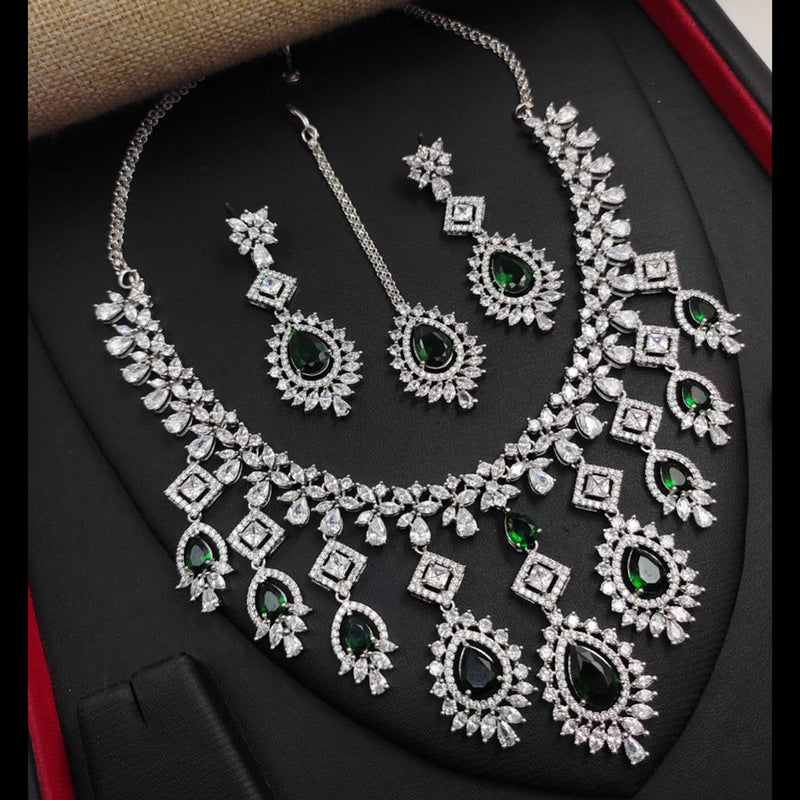 Aamrapali Silver Plated American Diamond Necklace Set