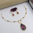 Aamrapali Gold Plated Austrian Stone And Meenakari Necklace Set
