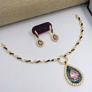 Aamrapali Gold Plated Austrian Stone And Meenakari Necklace Set