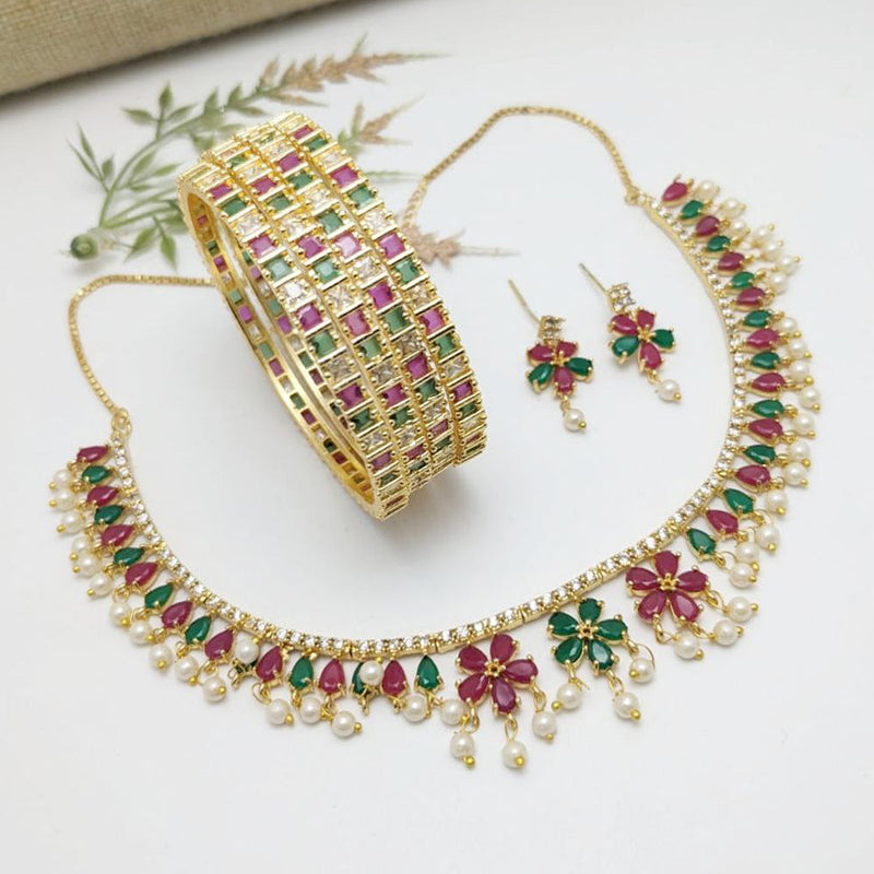 Aamrapali Gold Plated Crystal Stone Combo Set