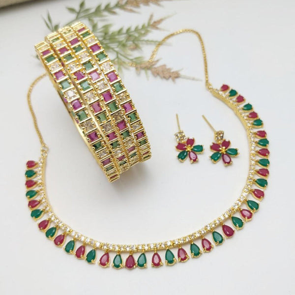 Aamrapali Gold Plated Crystal Stone Combo Set