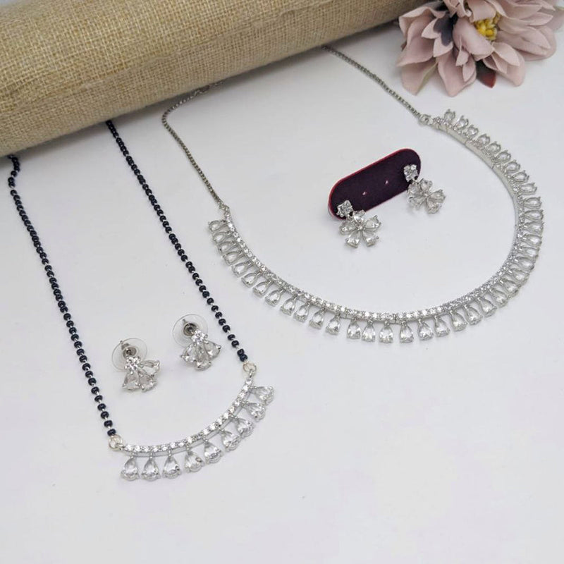 Aamrapali Silver Plated American Diamond Combo Set