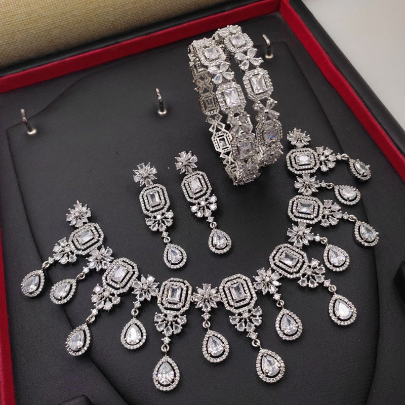 Aamrapali Silver Plated American Diamond Combo Set