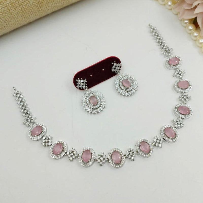 Aamrapali Silver Palted American Diamond Necklace Set