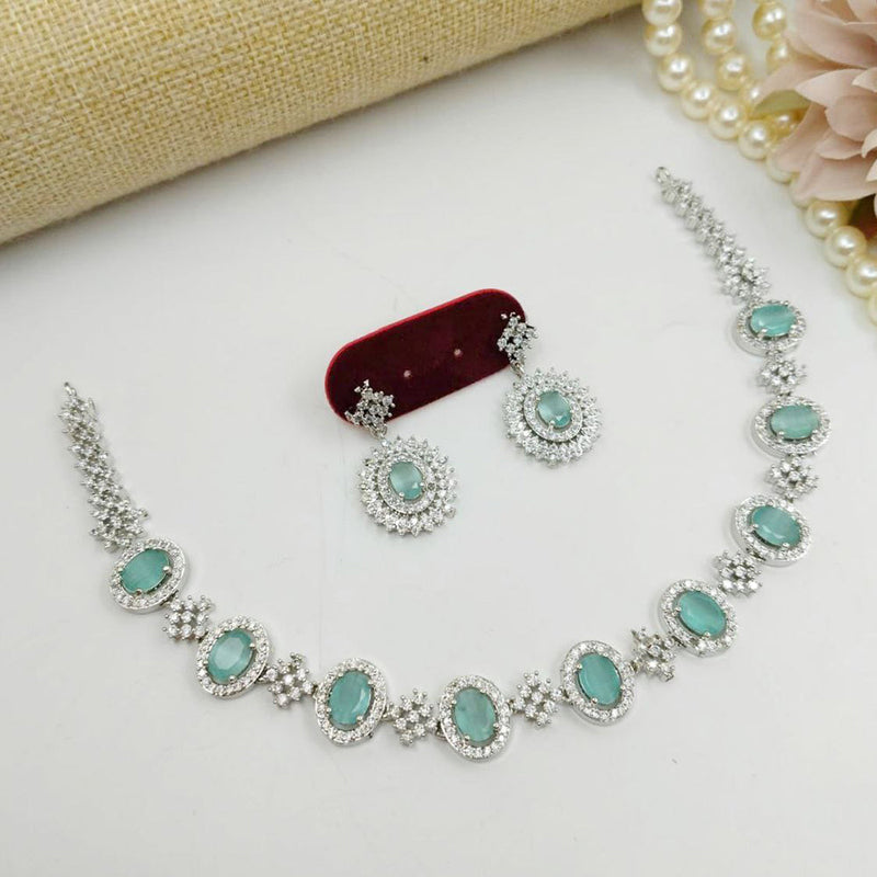 Aamrapali Silver Palted American Diamond Necklace Set