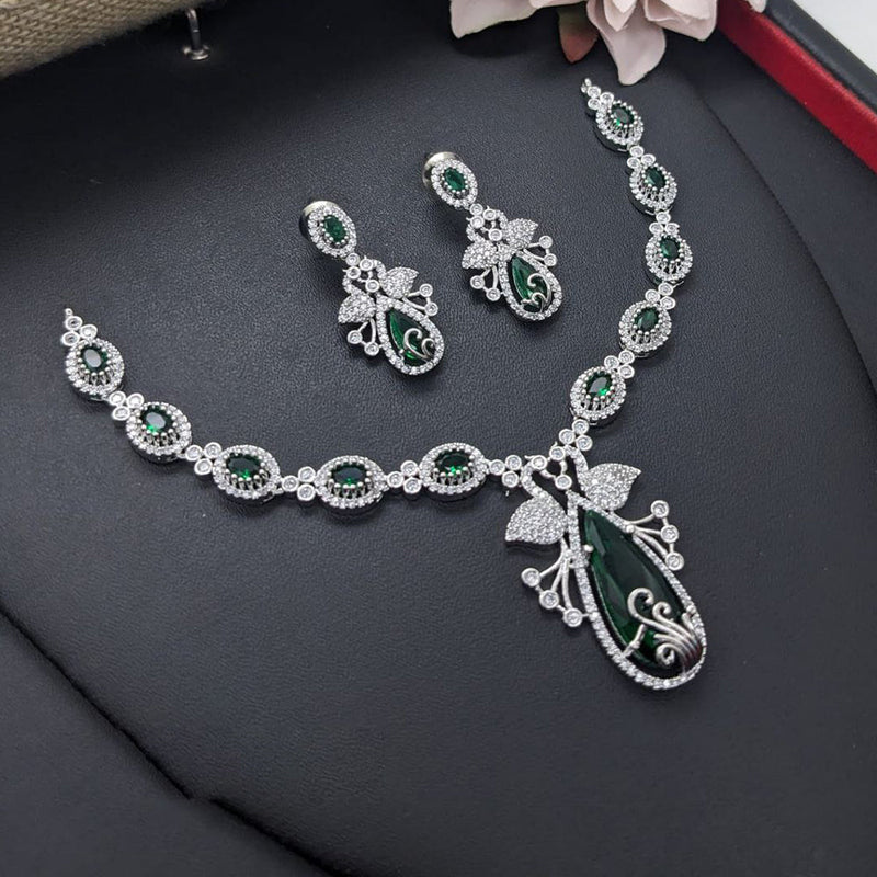 Aamrapali Silver Palted American Diamond Necklace Set