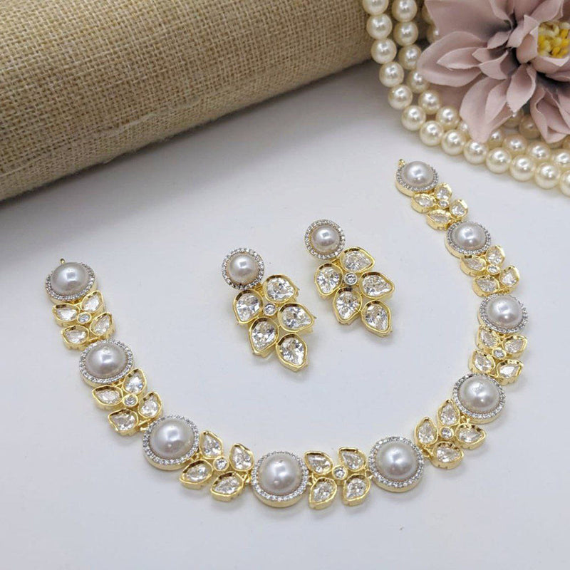 Aamrapali Gold Plated American Diamond Necklace Set