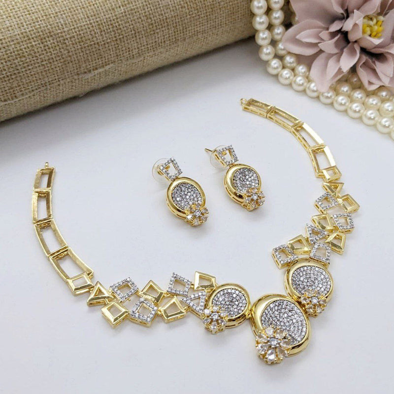 Aamrapali Gold Plated American Diamond Necklace Set