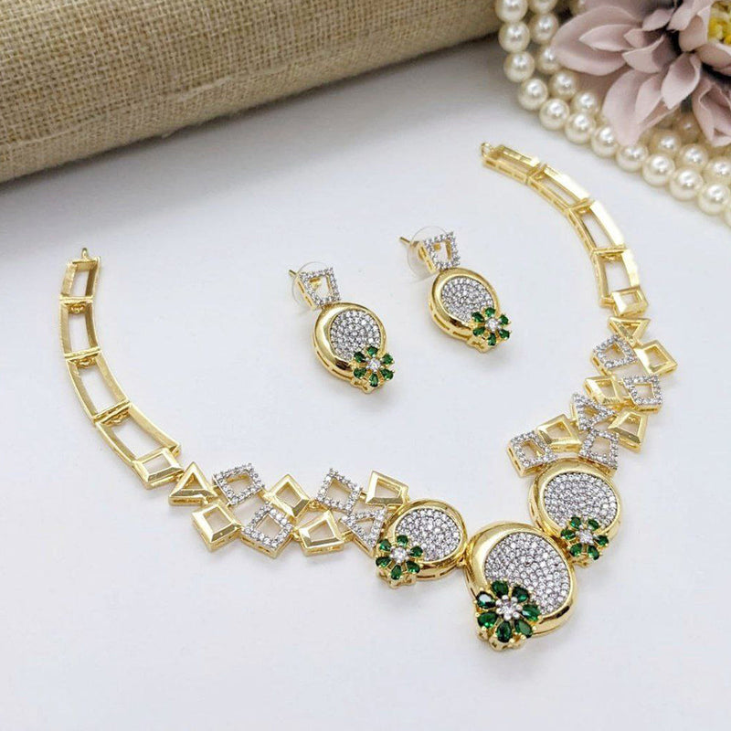 Aamrapali Gold Plated American Diamond Necklace Set