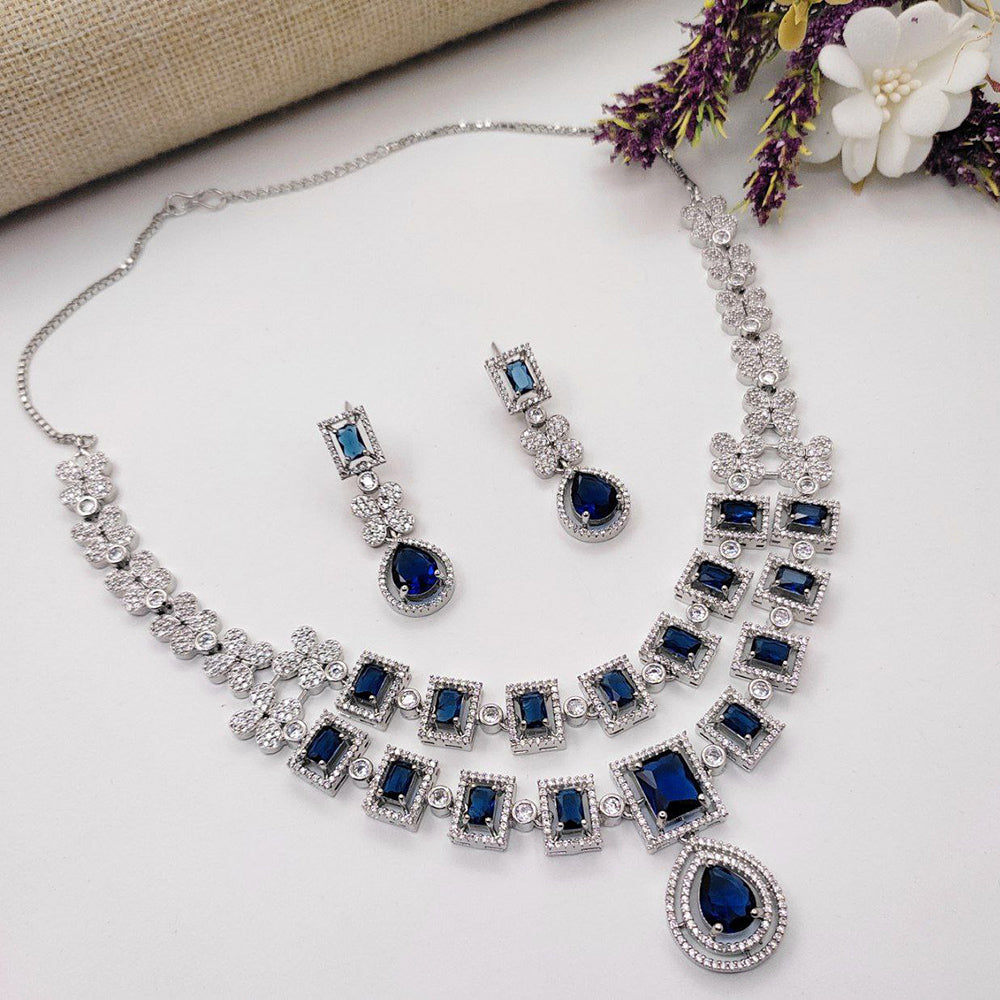 Aamrapali Silver Plated American Diamond Necklace Set