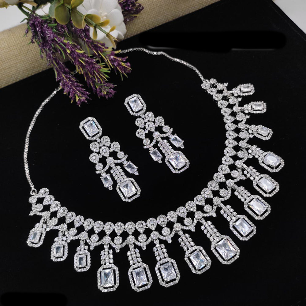 Aamrapali Silver Plated American Diamond Necklace Set