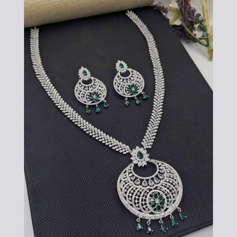 Aamrapali Silver Plated American Diamond Necklace Set