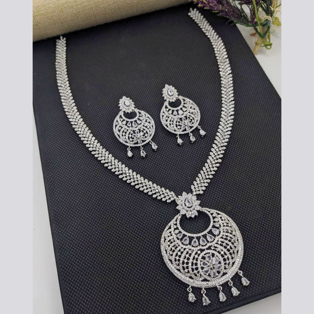 Aamrapali Silver Plated American Diamond Necklace Set