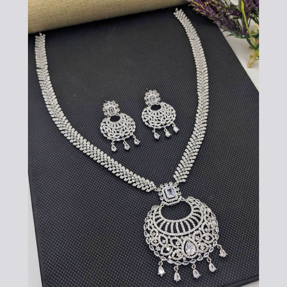 Aamrapali Silver Plated American Diamond Necklace Set